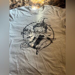 Betty Boop Light Gray Graphic Tee with Witch Illustration